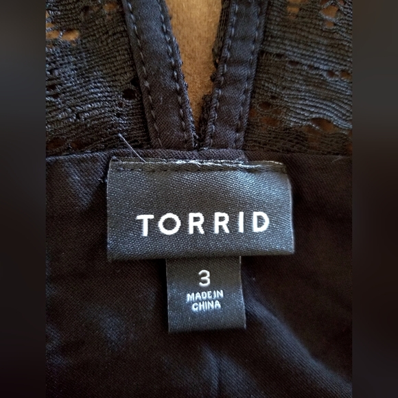 Torrid, NWOT, Black Lace Sweetheart Bodice Challis, Wide Leg Jumpsuit, Size 3X - Picture 5 of 9